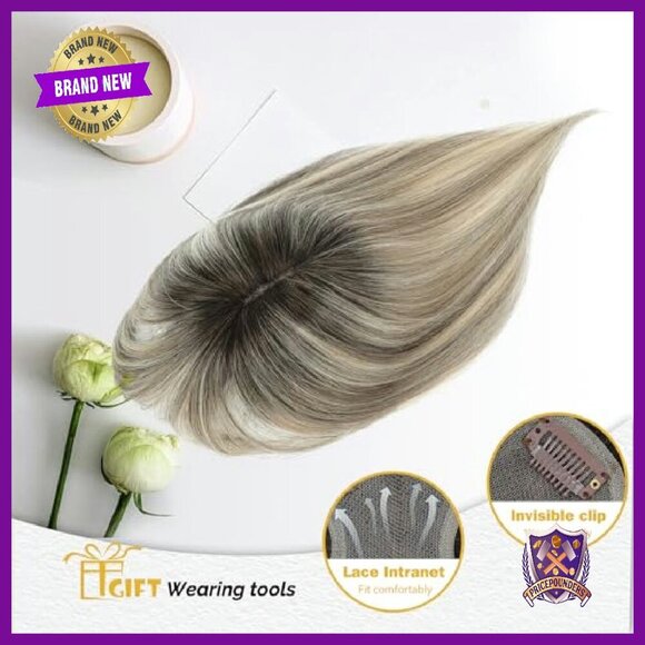 10 Inch Human Hair Topper with Bangs for Thinning Hair Swiss Base main image 5